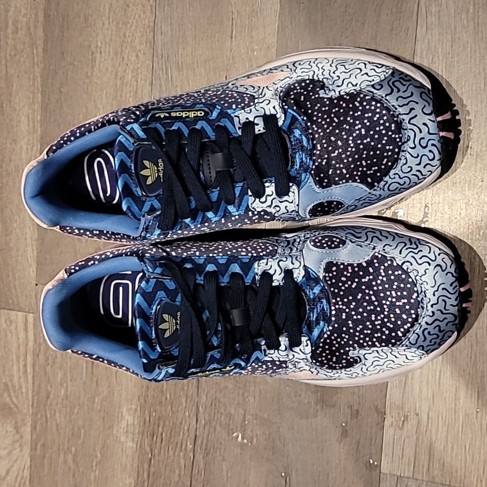 ADIDAS Satin GLOW BLUE FALCON Athletic RUNNING Shoes SNEAKERS Size 9 new - Picture 5 of 9